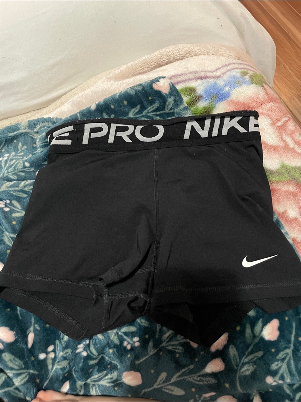 Nike Black Women's Pro Shorts with White Swoosh